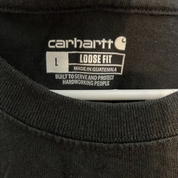 Carhartt Pocket T-Shirt Mens Large Short Sleeve Loose Fit Logo Crew Neck Black - Picture 4 of 8
